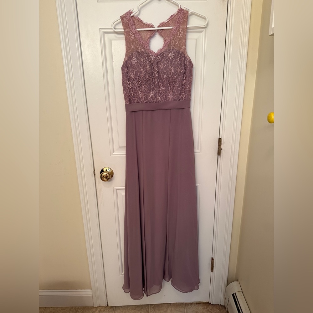Azazie Lace Maxi Dress in Mauve